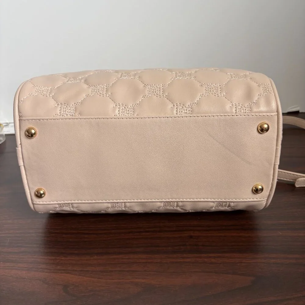 Juicy Couture Tie The Knot Satchel Sandstone Pink Bow Faux Pearl Charm Chic